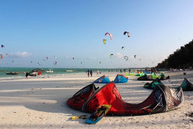 Kite surfing paradise – these looked like mini shelter tents laying on the beach.